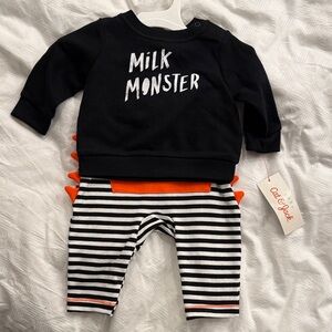 Cat & Jack Black and White Milk Monster Outfit